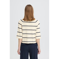 Ichi Women’s Ihboston MS Pullover - Navy stripe