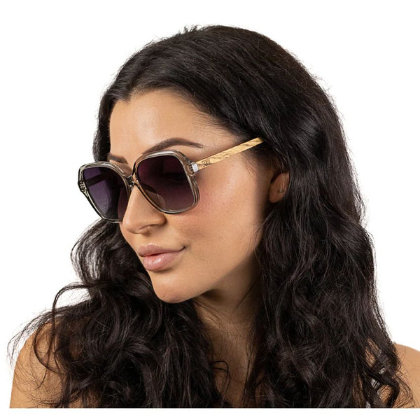 Soek Women’s Sunglasses Scarlett Grey Mist - With Grey Graduated Polarised - Lens Walnut  Arms
