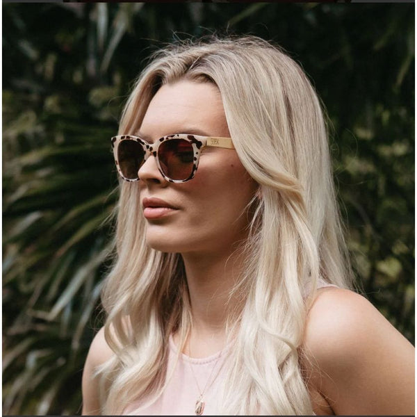 Soek Women’s Sunglasses Lila Grace Ivory Tortoise - Brown Lens - White Maple Arms