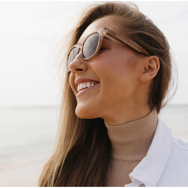 Soek Women’s Sunglasses Lila Grace Champagne - Polarised Lens - Walnut Lens