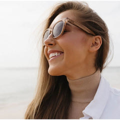Soek Women’s Sunglasses Lila Grace Champagne - Polarised Lens - Walnut Lens