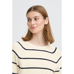 Ichi Women’s Ihboston MS Pullover - Navy stripe