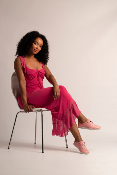 Lunar Women’s St Ives Leather Plimsoll |  Candy Pink FLE030