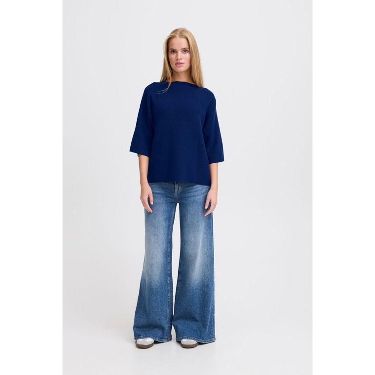 Ichi Women’s Ihboston MS3 Pullover Top | Medieval Blue