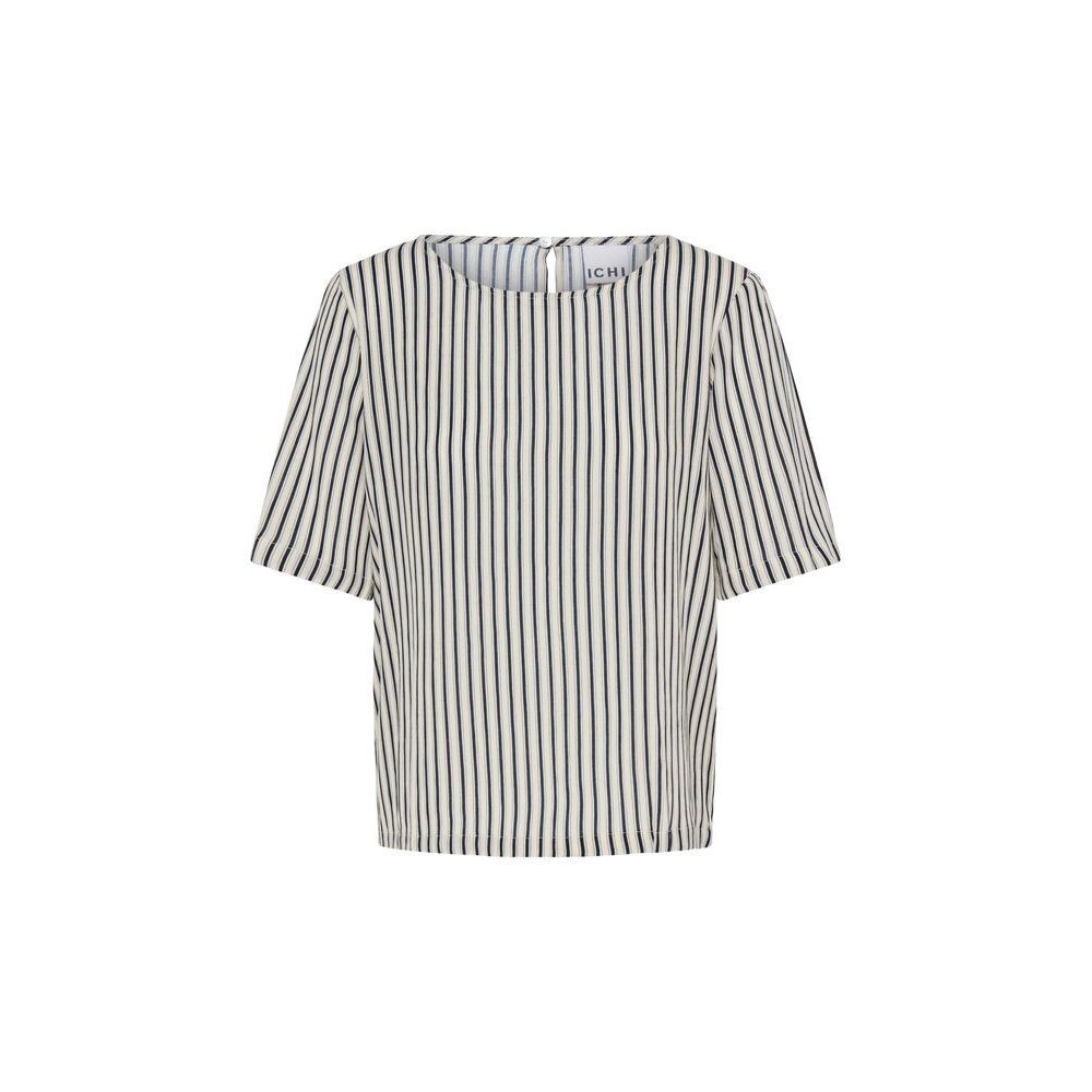 Ichi Women's Lincolnshire Blue and white striped shirt with short sleeves