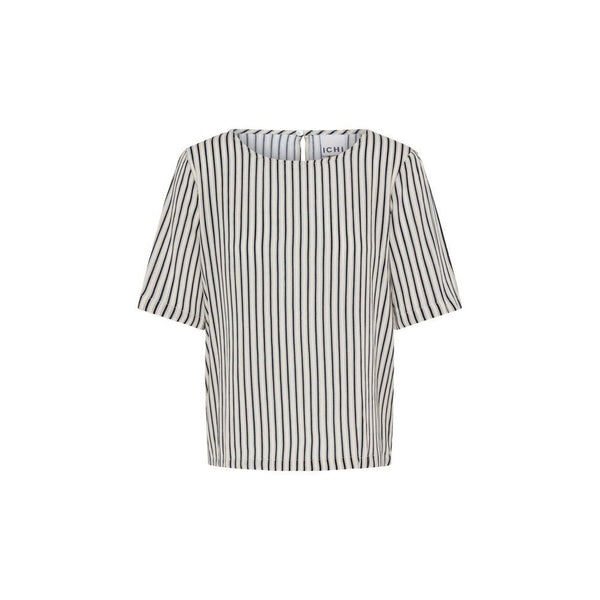 Ichi Women's Lincolnshire Blue and white striped shirt with short sleeves