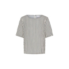 Ichi Women's Lincolnshire Blue and white striped shirt with short sleeves