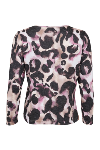 Sunday pink Leopard print long-sleeve top on a white background