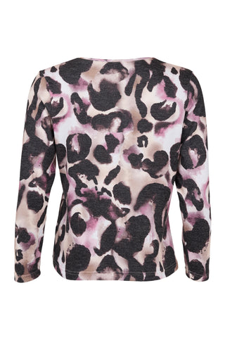 Sunday pink Leopard print long-sleeve top on a white background