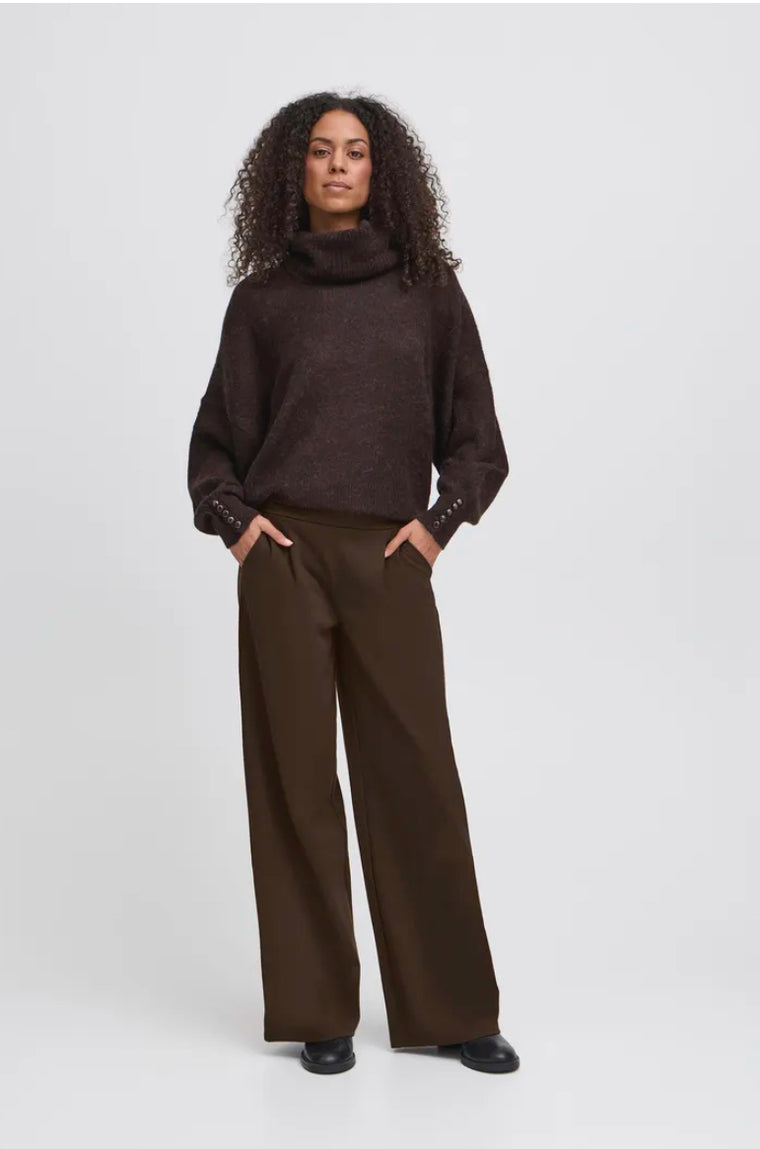 Ichi Women’s Wide Pants Long Chocolate Torte | Ihkate Sus Wide PA2