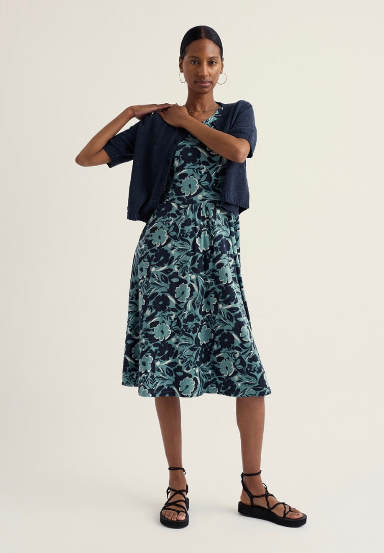 Seasalt Dress Summer Shadow Sardine with short sleeve. 
