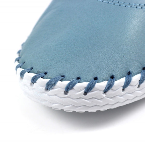 Lunar Women’s St Ives Leather Plimsoll |  Light Blue FLE030