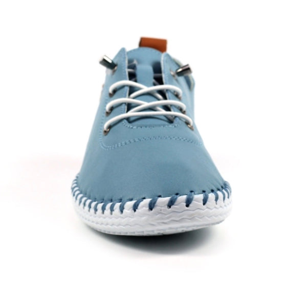 Lunar Women’s St Ives Leather Plimsoll |  Light Blue FLE030