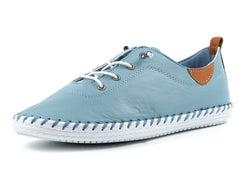 Lunar Women’s St Ives Leather Plimsoll |  Light Blue FLE030
