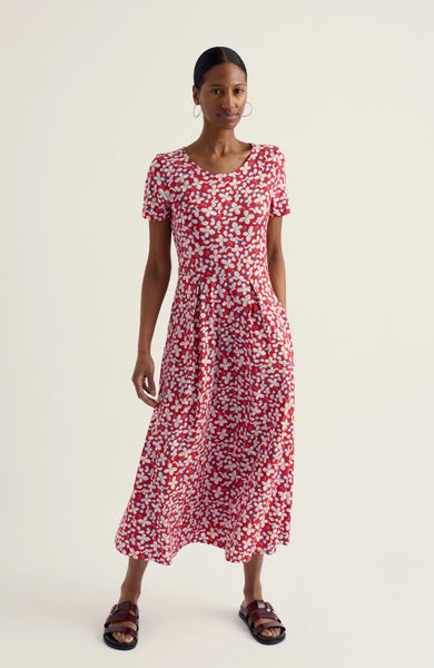 Seasalt Women's S/S Veronica Dress Regular - Posy Press Boat Red