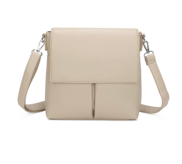 Women’s Beige crossbody bag on a white background