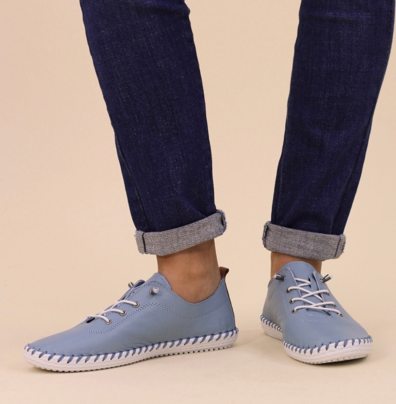 Lunar Women's St Ives Plimsoles in light blue.