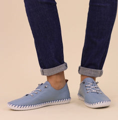 Lunar Women's St Ives Plimsoles in light blue.