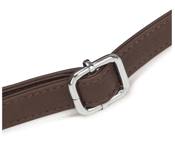 Brown handbag strap on a white background 