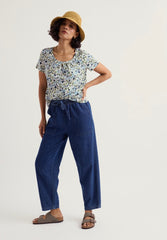 Seasalt Womens T-shirt in beach blooms chalk in floral print.