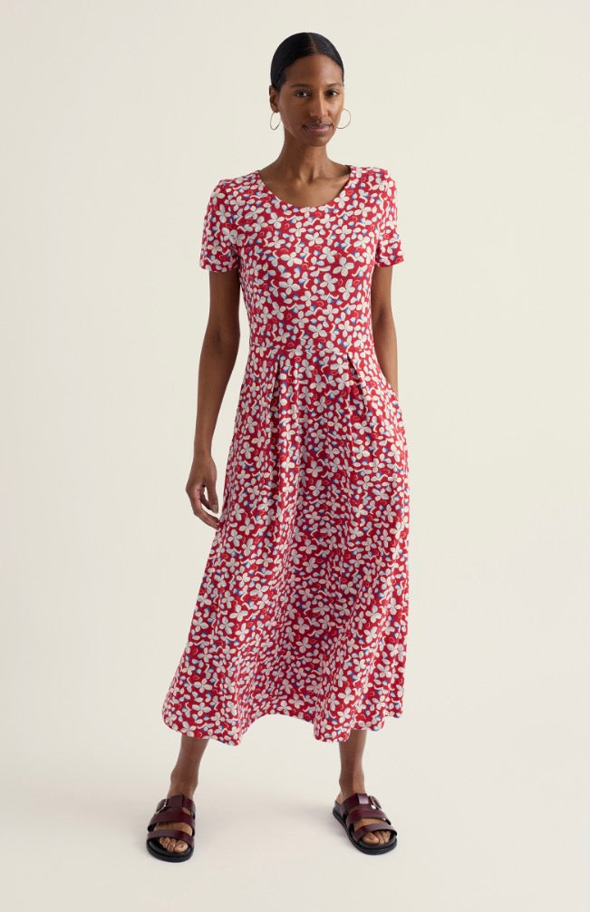 Seasalt Women's S/S Veronica Dress Regular - Posy Press Boat Red