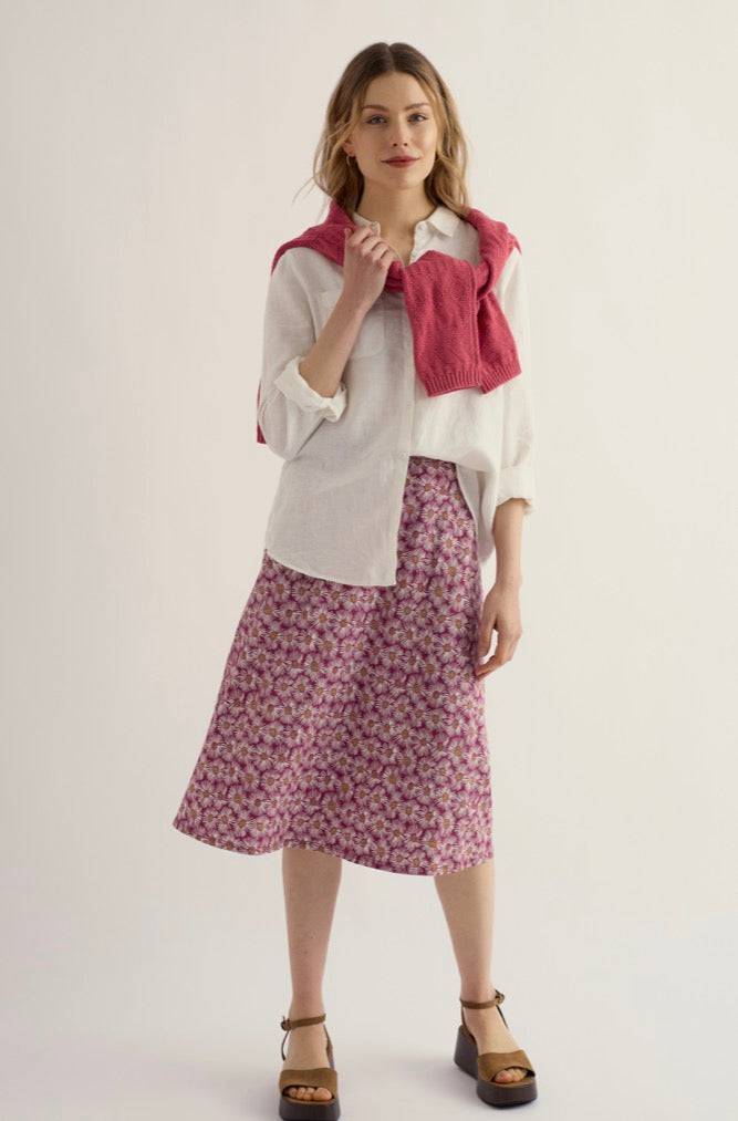 Seasalt Women's Rose Skirt Calf | Painted Asters Dark Freesia