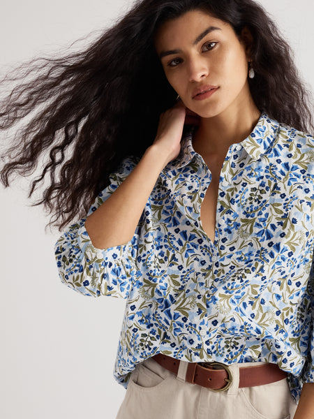 Seasalt Womens Hope Cottage Blouse | Woodland Floral Chalk