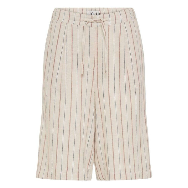 Ichi Beige Striped shorts with a tie waist in our Women's Clothing Lincolnshire Boutique