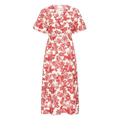 Ichi Women's Lincolnshire Red floral dress omidi length