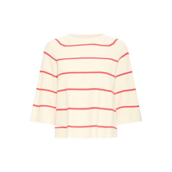 Ichi Women’s Ihboston MS Pullover - Birch Teaberry Stripe