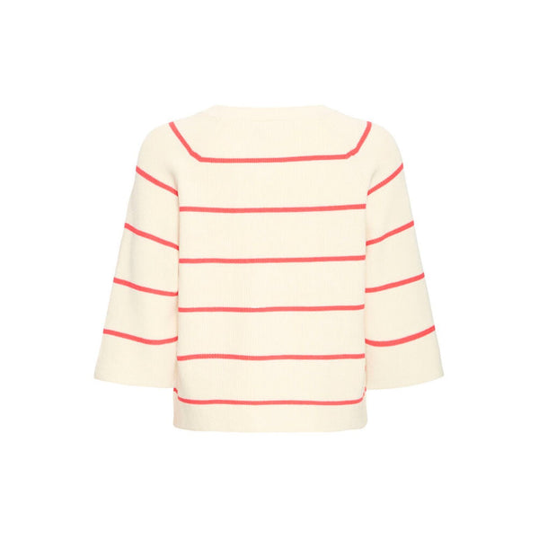 Ichi Women’s Ihboston MS Pullover - Birch Teaberry Stripe