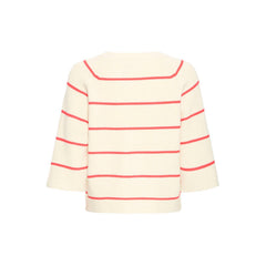 Ichi Women’s Ihboston MS Pullover - Birch Teaberry Stripe