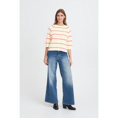 Ichi Women’s Ihboston MS Pullover - Birch Teaberry Stripe