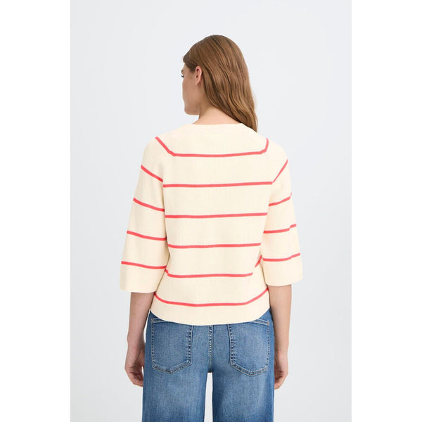 Ichi Women’s Ihboston MS Pullover - Birch Teaberry Stripe