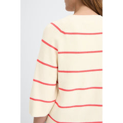 Ichi Women’s Ihboston MS Pullover - Birch Teaberry Stripe