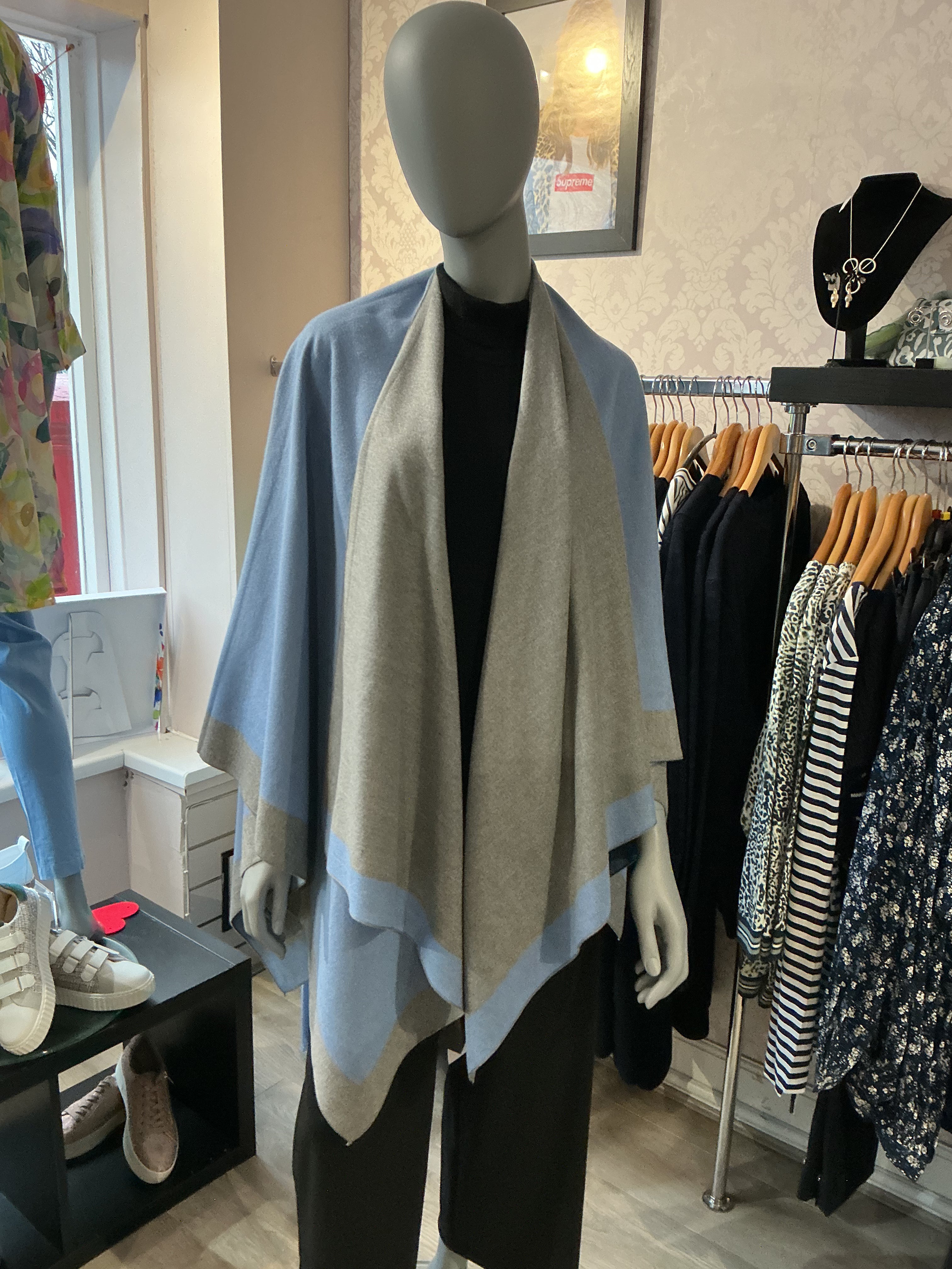 Alison Sheri Women’s Shawl in two toned blue/grey at our Lincolnshire Boutique. 