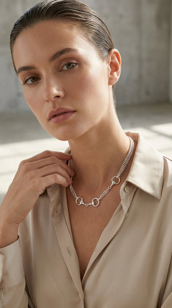 Envy jewellery Women’s Lincolnshire short silver chain with pendant design necklace.