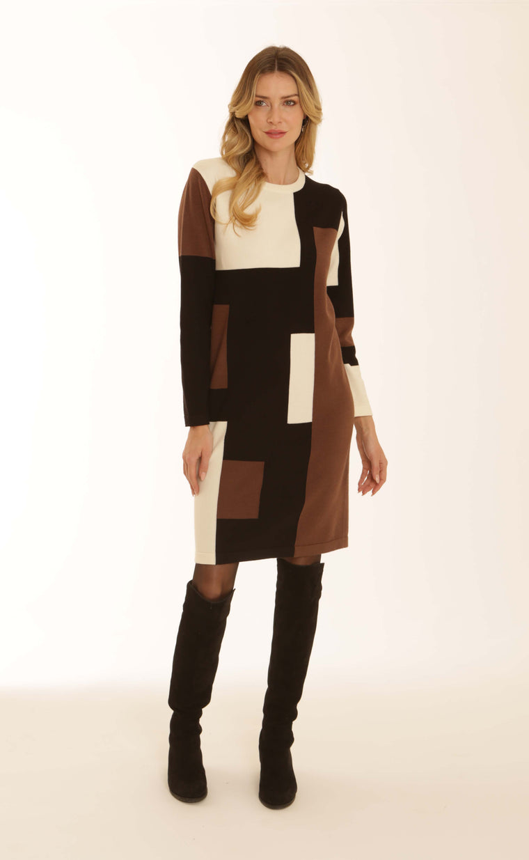 Pomodoro Women's Colour Block Dress - Chestnut