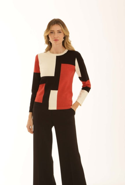 Pomodoro Women's Colour Block Jumper - Spice