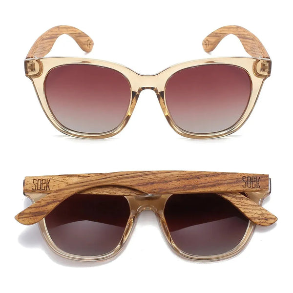 Soek Sunglasses Women’s Lila Grace Champagne | Brown Gradients Lens | Walnut Arms