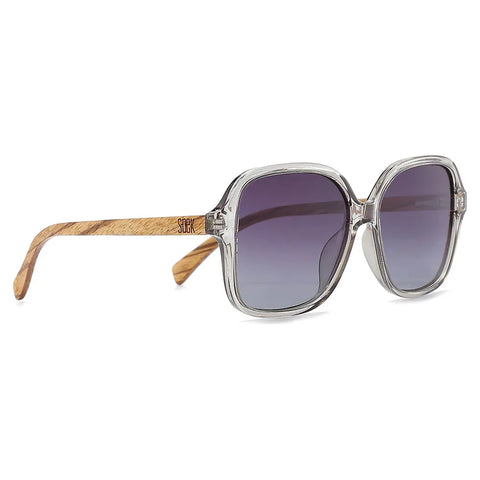 Soek Sunglasses Women’s Scarlett Grey Mist l Grey Graduated Polarised Lens | Walnut Wood Arms