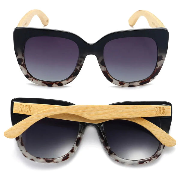 Soek Sunglasses Women’s Riviera Black Ivory | Black Gradient Lens l White Maple Arms