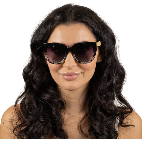 Soek Sunglasses Women’s Riviera Black Ivory | Black Gradient Lens l White Maple Arms