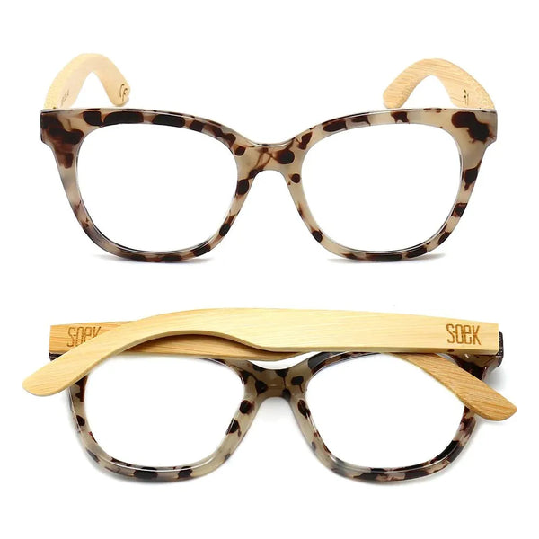 Soek Reader Glasses Women’s Lila Grace Ivory Tortoise Wooden | Magnifying Blue Light  Reader +1.5 | +2.5