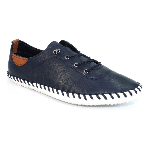 Lunar Women’s St Ives Leather Plimsoll | Navy FLE030 BL