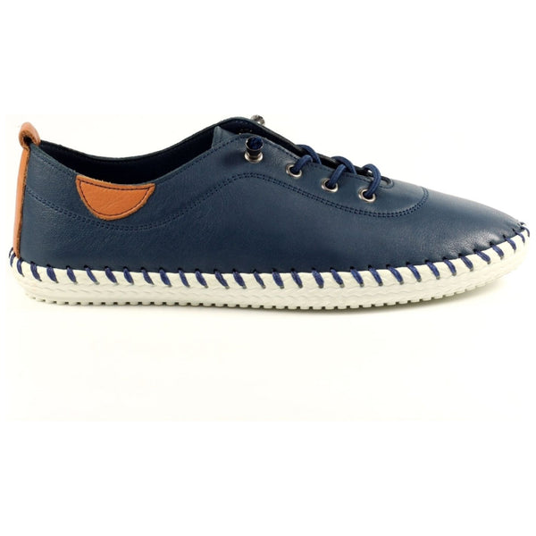 Lunar Women’s St Ives Leather Plimsoll | Navy FLE030 BL