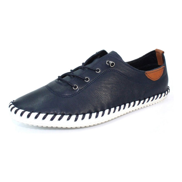 Lunar Women’s St Ives Leather Plimsoll | Navy FLE030 BL