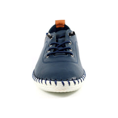 Lunar Women’s St Ives Leather Plimsoll | Navy FLE030 BL