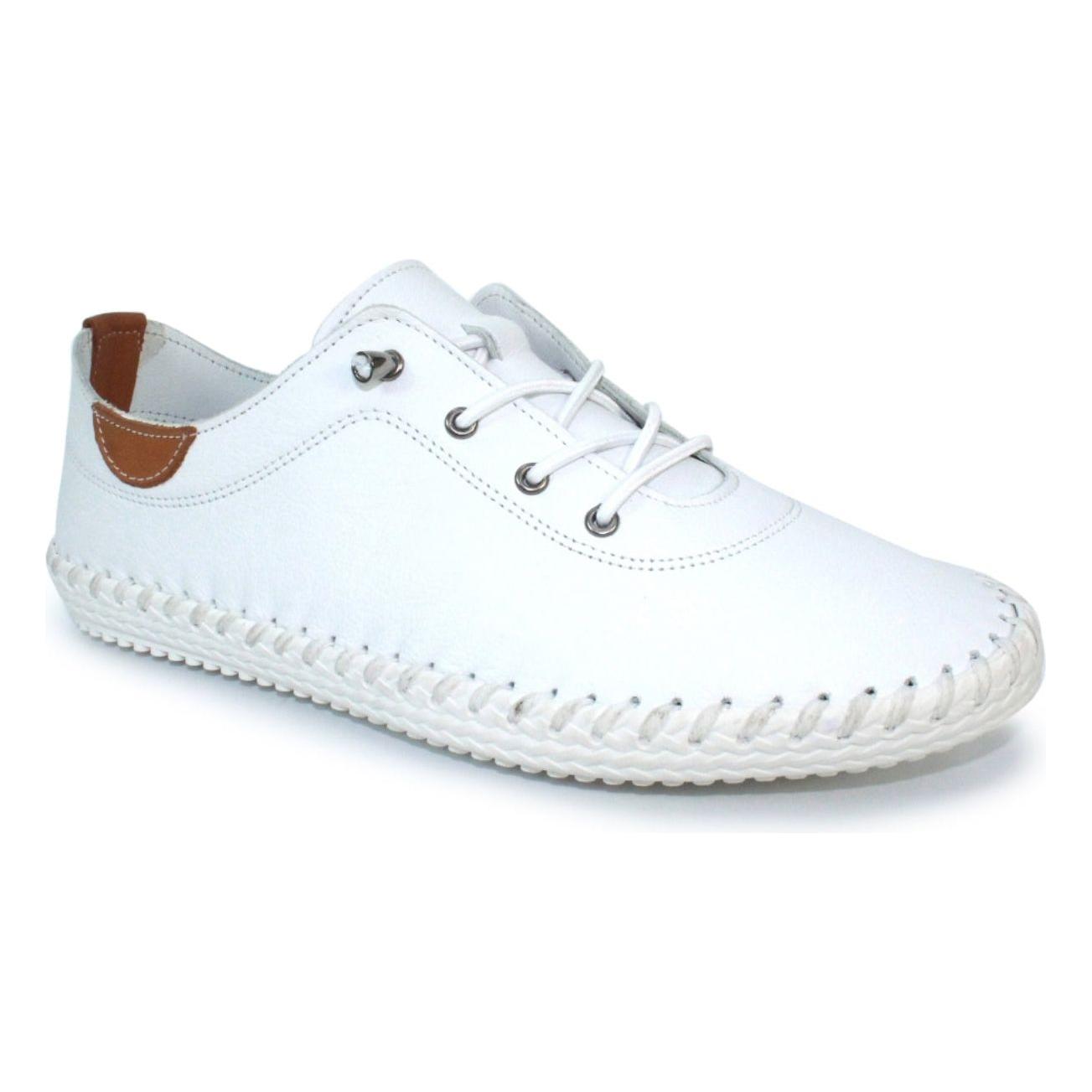 Lunar Women’s St Ives Leather Plimsoll | White FLE030 WT