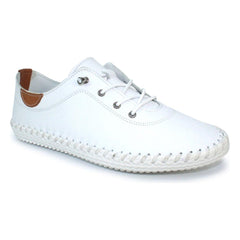 Lunar Women’s St Ives Leather Plimsoll | White FLE030 WT